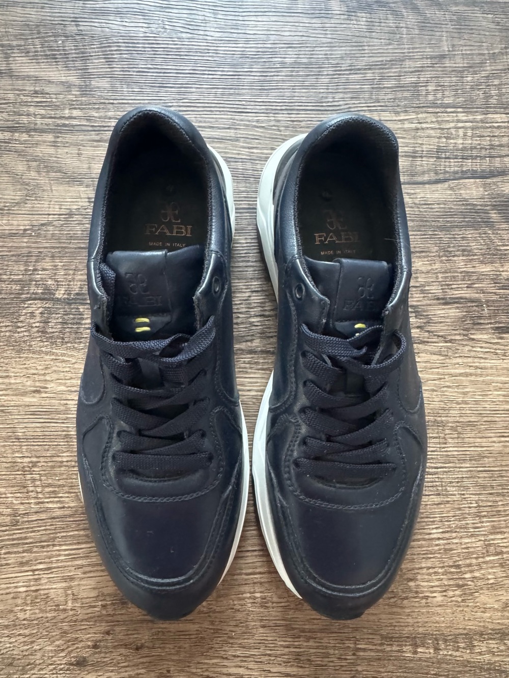 Fabi Men’s Black Leather Lace-Up Sneakers